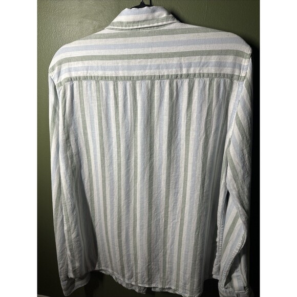 Saks Fifth Avenue Men’s Linen Blend Shirt Medium Striped - Picture 3 of 3